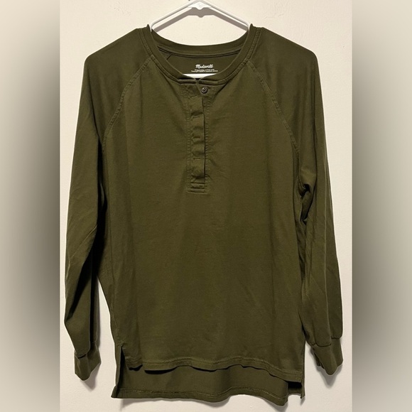 Madewell Loden Tuscan Green Henley Long Sleeve Tee Size S - Picture 5 of 9